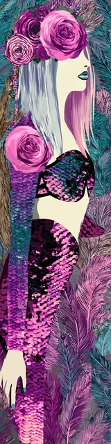 Free mermaid bookmark showing purple scales design